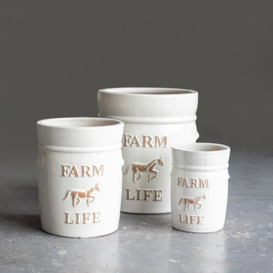 Terracotta English Farm Yard White